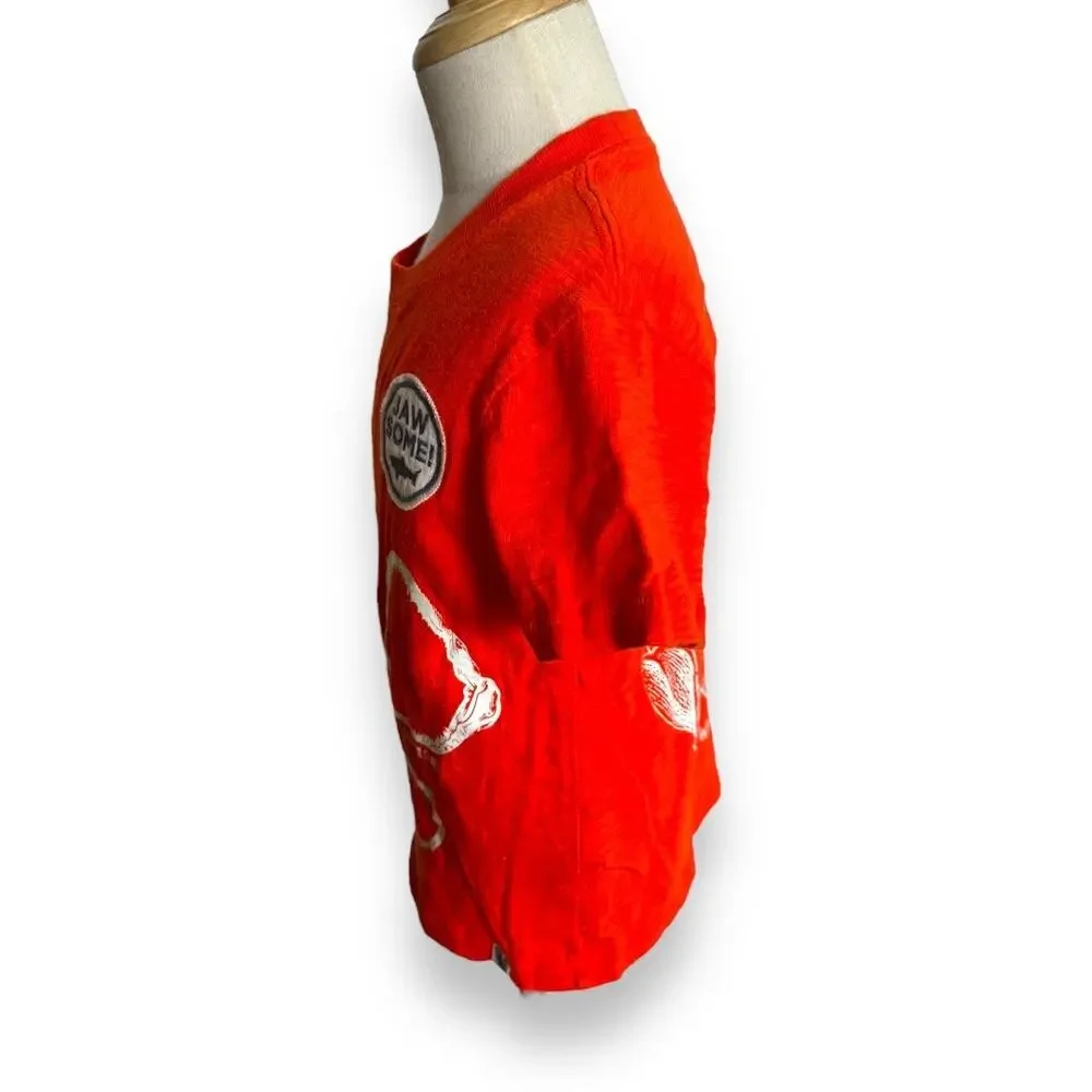 5/$35    Gap Boys Tee Shirt Size 4 Orange JawSome Jaw Some Shark Print Slub Knit